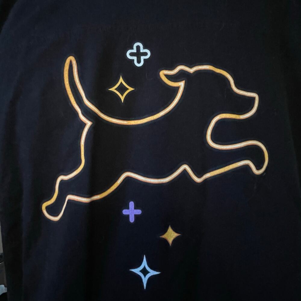 Fetch Calvin Fleur De Lis 59 Shirt Neon Vibe Varsity T-shirt Dog Black Size XL